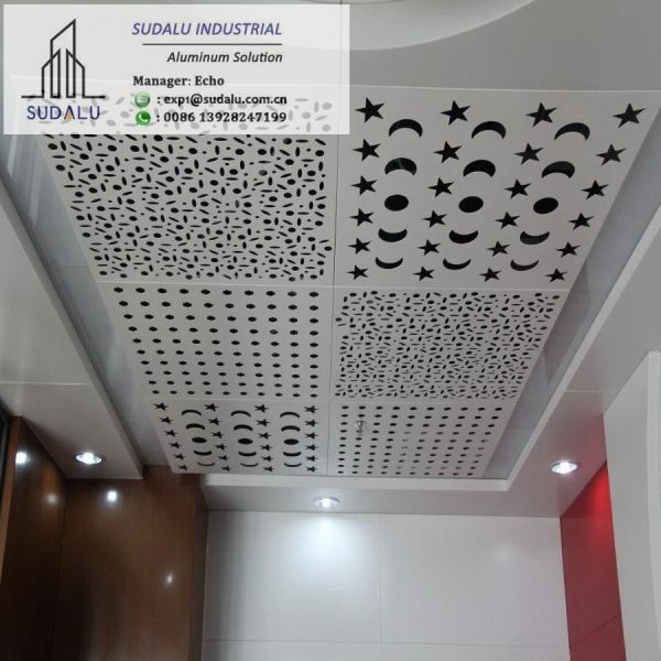 SUDALU Foshan Laser Cut Aluminum Solid Panel for Ceiling Customized Suspended Perforated Ceiling Panels