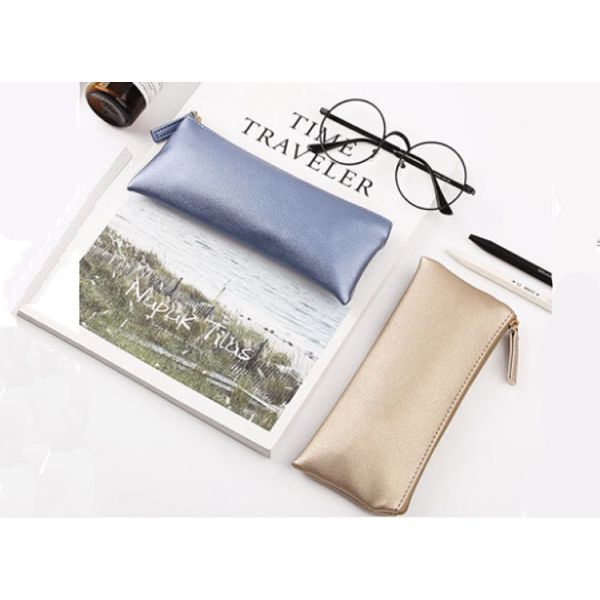 Simple pen bag large capacity students simple creative PU leather carry-on handbag makeup pencil case