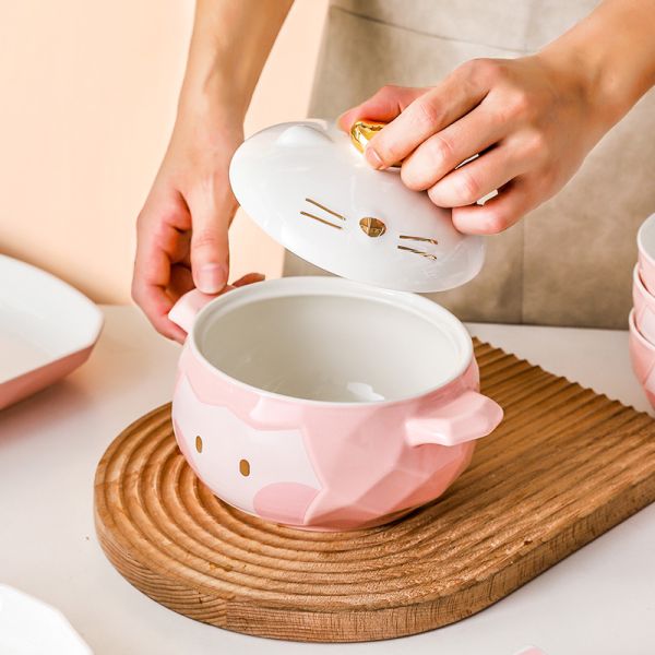 Nordic Cartoon Ceramic Tableware Set Bowl Plate For Home Dinner Sustainable