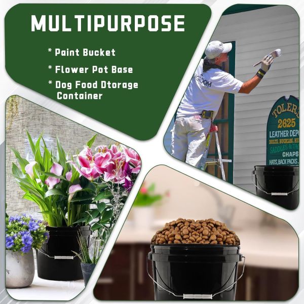 Gallon Bucket With Lid And Handle, Large Plastic Storage Paint Pail Brine, Fermenting For Beer, Wine Or Any Other Fermented Beverage Liter Round