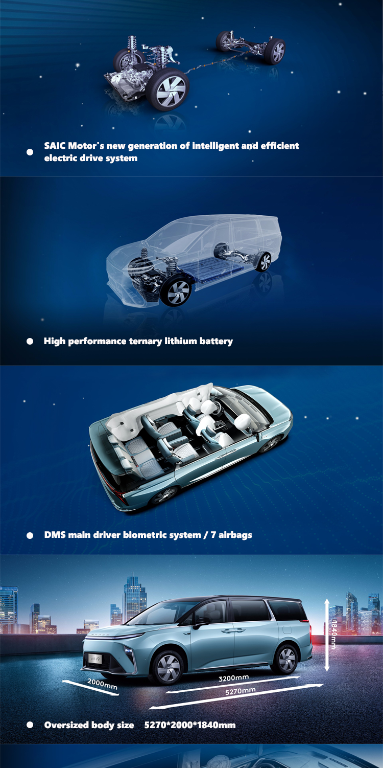 2024 Maxus MIFA9 MPV EV Car 7 Seats Range 480km 560km Front Wheel Drive