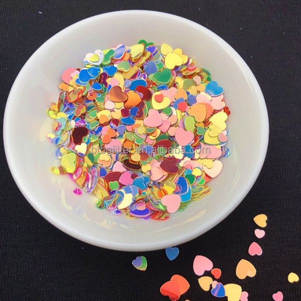 PVC Custom Heart Shape Nail Glitter Sequins Transparent Glitter for Other Holiday Supplies