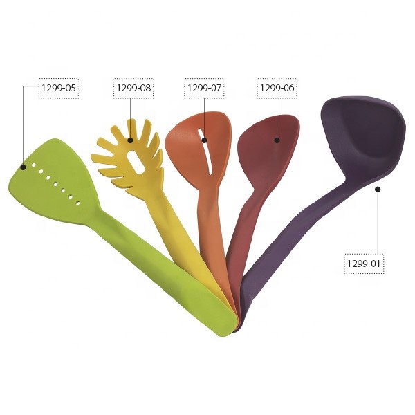 Nonstick Cooking Made Stylish 5-Piece Compact Nesting Utensil Set in Vibrant Colors