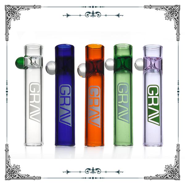 3 Inches Thick Smoking Glass Tube Chillum Mini Pipes with GRAV LOGO