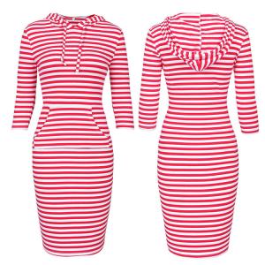 Women knitted long sleeve with hood fashion dress