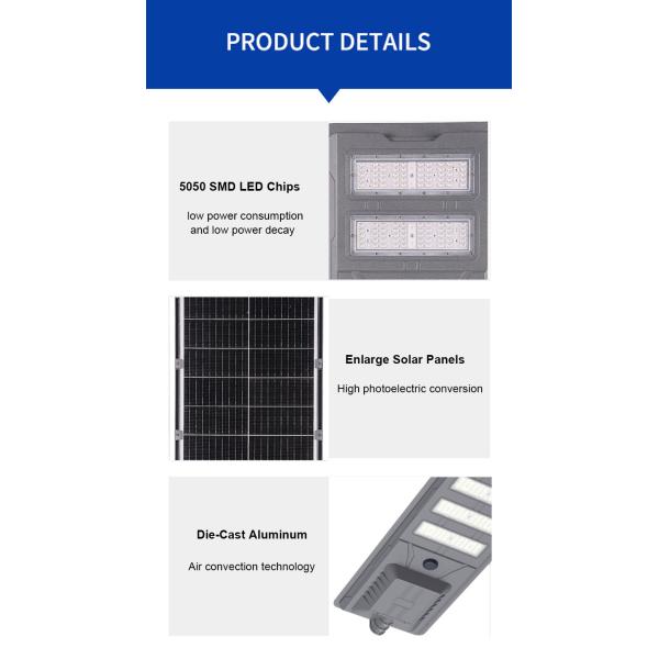 Integrated LED All in One Solar Street Lights with Durable Aluminum Housing for Outdoor Lighting