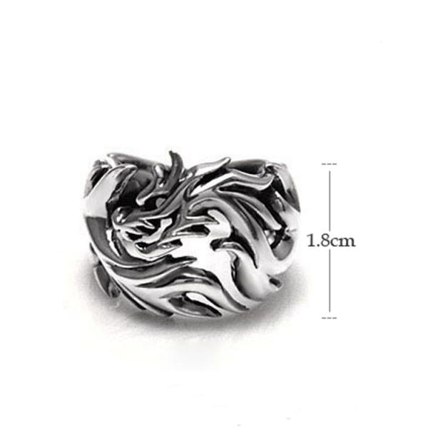 Mens 925 Sterling Silver Band Ring Retro Vintage Dragon Style Ring (XH036317)