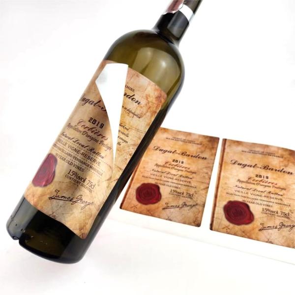 Double Layer Self Adhesive Labels Anti Counterfeit Wine Handcrafted Customised Sticky Labels