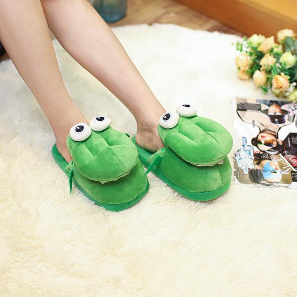Y-Z Women Fluffy Fuzzy crocodile Winter Thick Sole Nonslip Plush Cartoon Animal Cute Funny House Indoor slippers