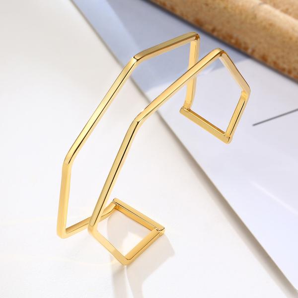 Geometric C Letter Open Cuff Bangle Bracelet Custom For Men Women