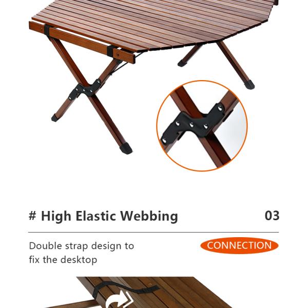 Octangle Wood Camping Table - Folded compact size for storage