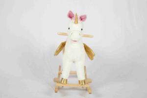 Quality White Toddler Wooden Toys Rocking Horse Unicorn For High Rack Stuffed Animal Seat wholesale