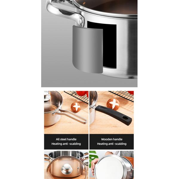 Multi-function Kitchen Cookware Cooking Pot Set Stainless Steel Cookware Sets With Thick Stainless Steel Handle