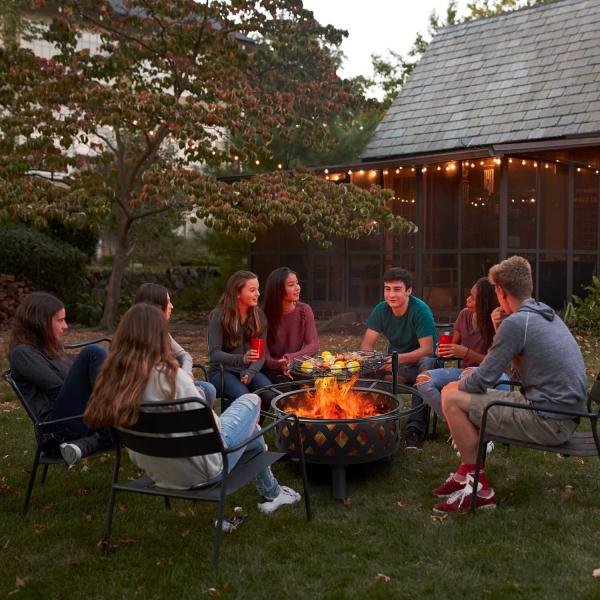 Outdoor Stainless Steel Fire Pit BBQ Grill Mesh Spark Screen Over Log Grate