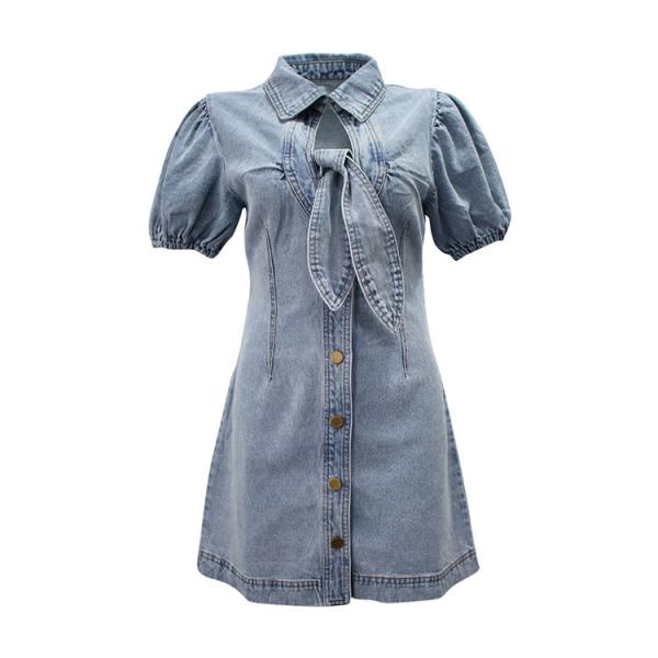 Oem Factory Manufacturer Custom Logo Elastic Slim Fit Denim Dress Street Custom Denim Clothing