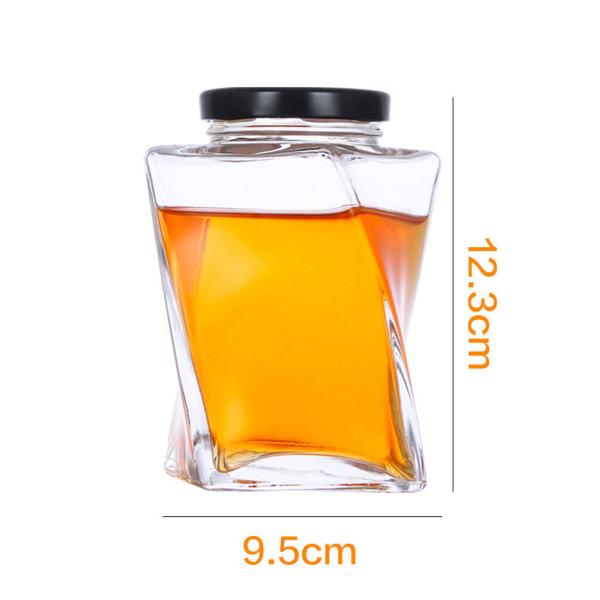 500g Empty Honey Bottles Clear Honey Glass Jar 12OZ Twist Shape With Lid