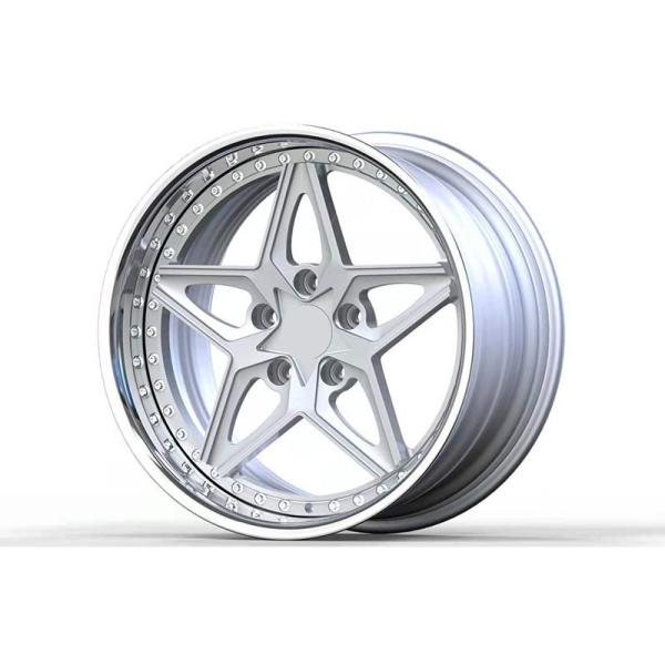 19-inch two-piece custom forged alloy wheels with deep concave type and brushed silver wheel rims