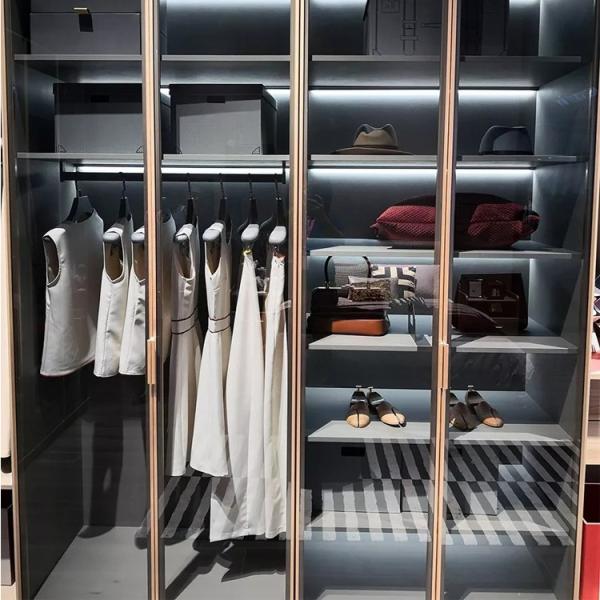 E0 E1 Glass Door Wardrobes Glass Front Wardrobe Customized Size