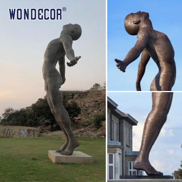 Embracing Sky Man Bronze Statues Sculpture 3D Design