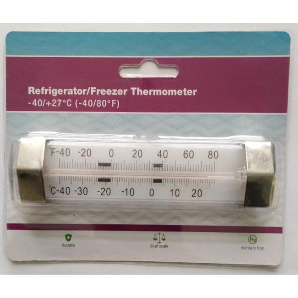 Organic Liquid Filled Refrigerator Freezer Thermometer Mercury Free Plastic Rectangular Shape