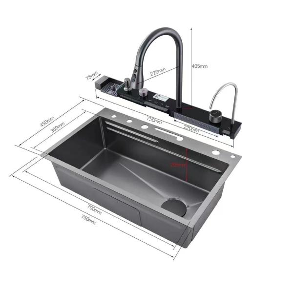 Gold Stainless Steel Handmade Kitchen Sink With Faucet And Accessories