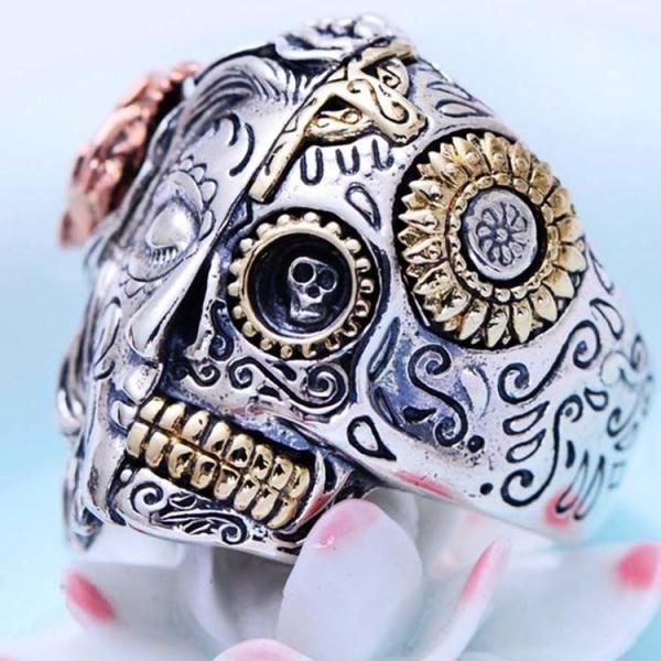 Angels and Demons Skull Style Thai Sterling Silver Men Ring(XH057006W)