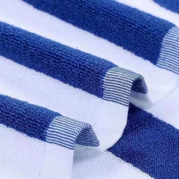 Embroidered Logo 100% Cotton Stripe Towel Antibacterial For Bath And Beach