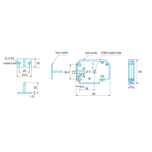 Black Small Electronic Cabinet Lock DC 12V in storage locker system and access control