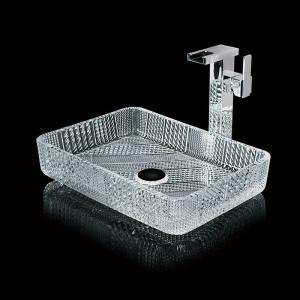 Quality Crystal Clear Rectangular Countertop Sink Bathroom 460mm 330mm 105mm Hand Wash wholesale