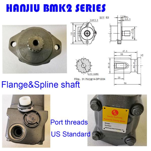 Low Speed High Torque Gerotor Hydraulic Motor BMS / CharLyn Eaton 2000 Series Spline Shaft 104-1422-006