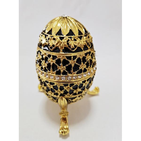 Decorative Earring Ring Trinket Holder Box Hand Painted Faberge Egg Style Hinged Jewelry Storage Case for Home Ornament