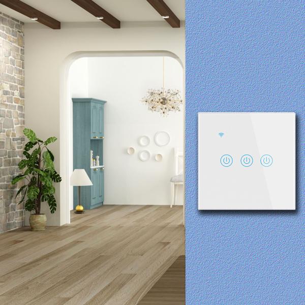 WiFi RF433 3 Gang Touch Switch 10A Three Gang Smart Light Switch