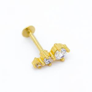 Quality 16ga Zircon Gems Labret Piercing Jewelry Gold Lip Stud 316L Stainless Steel wholesale