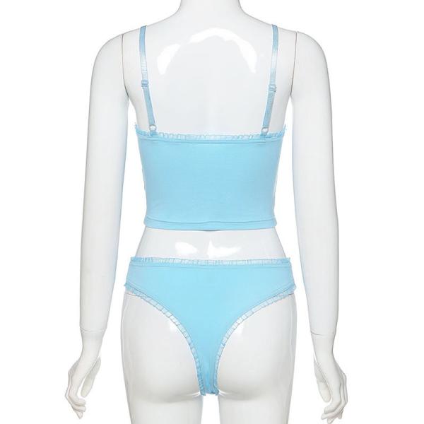 Two Piece Sexy Girls Angel Underwear Set Black Letter Printing