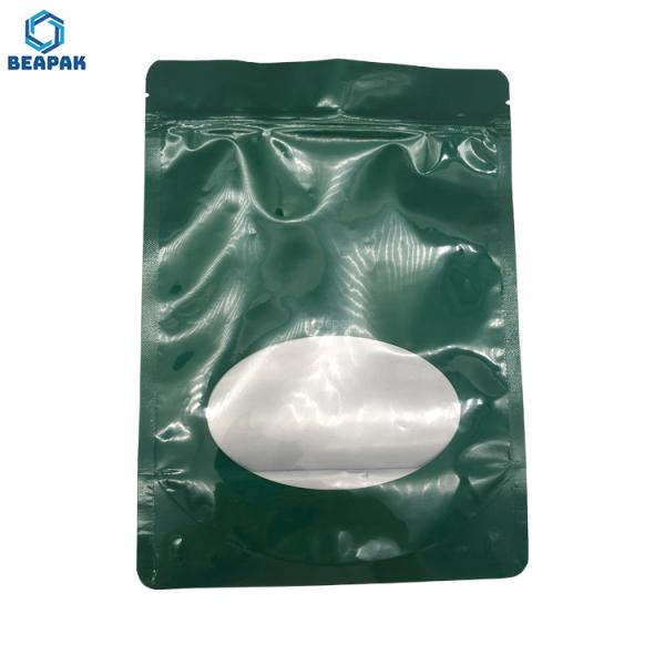 Glossy Green Transparent Window 120 Micron Self Standing Pouches