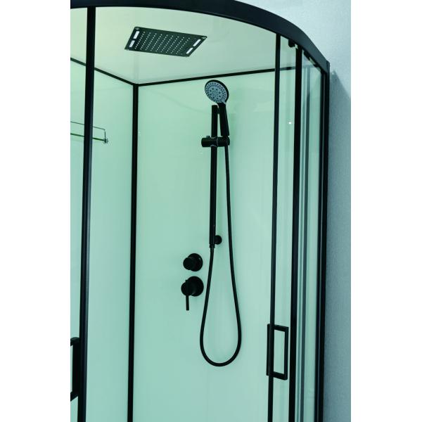 Luxrious Shower Room With Matt Black Profile And Tempered Glass For Mordern