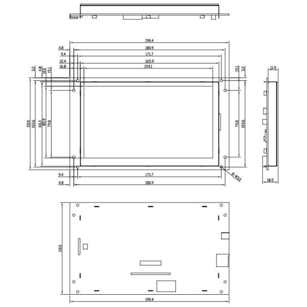 7" Industrial Touch Screen Panel , Customized HMI Display Touch Screen 800×480