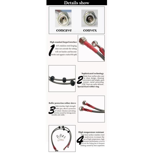 55cm Steel Braided Brake Hose Convex Mouth TOYOTA NISSAN