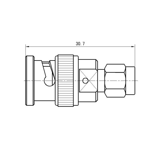 BNC Male to SMA Male RF Coaxial Adapter – PTFE Insulating Medium