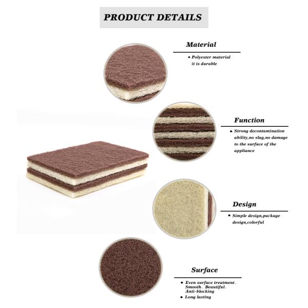 Brown Polyester Durable Scouring Pad, Moisture-proof And Strong, Popular And Durable