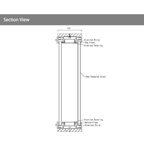 Tempered Glass Aluminum Partition Wall 108mm Soundproof 45dB