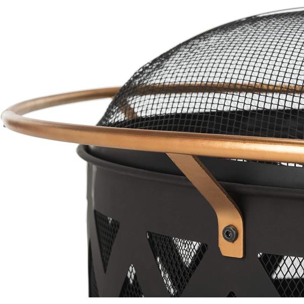 20.1 Pounds Copper And Black Portable Round Charcoal Fire Pit For Gardern