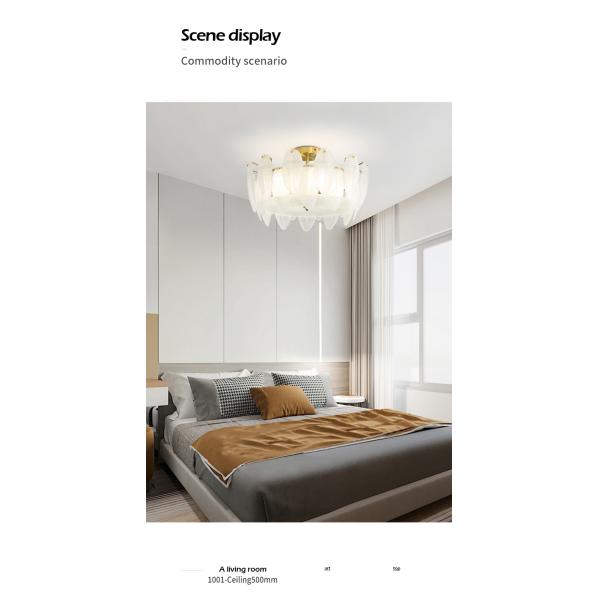 Modern Simple Pearl Feather Glass Chandelier Luxury Living Room Lamp Bedroom Dining Room White Chandelier(WHCY-253)