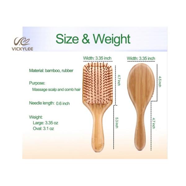 Square Shape Rubber Air Bag 10 Inch Wooden Handle Hair Brush