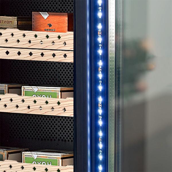 Exquisite Black Wood Cigar Cooler Humidor With Precision Climate Control