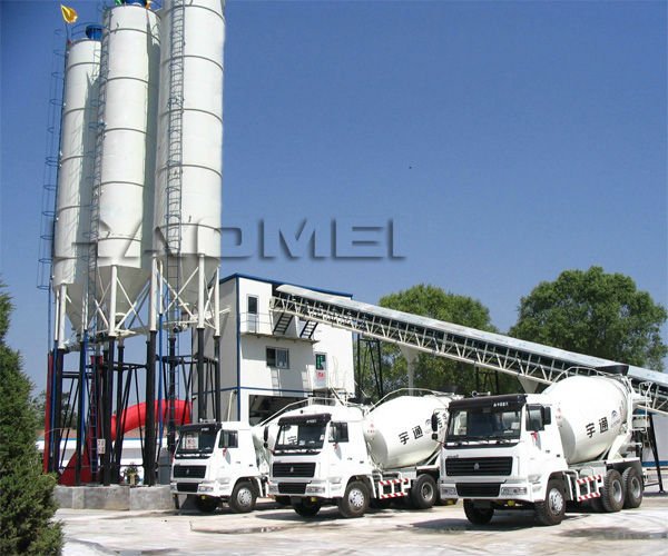 90m3/h wet twin shafts mixer concrete batching plant price