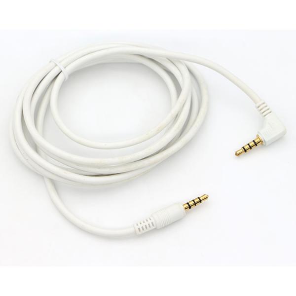 Custom White Gold Connector Male To Male Right Angle 3.5mm Jack TRRS Plug Stereo Audio Cable