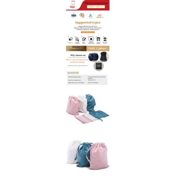 Soft Touch Adaptable Storage Velvet Drawstring Bag for Treasure Jewelry Packaging