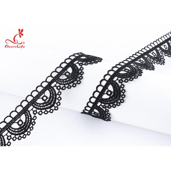 Durable Quality 4 Cm Popular Milk Yarn Voile Embroidered Embroidery Hollow Out Black Lace for Casual Dress