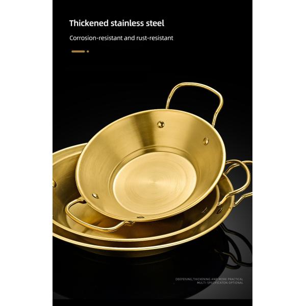 Amazon Hot Selling Cooking Kitchen Cookware Induction Frying Pan Stainless Steel Paella Pans Seafood Frying Pan